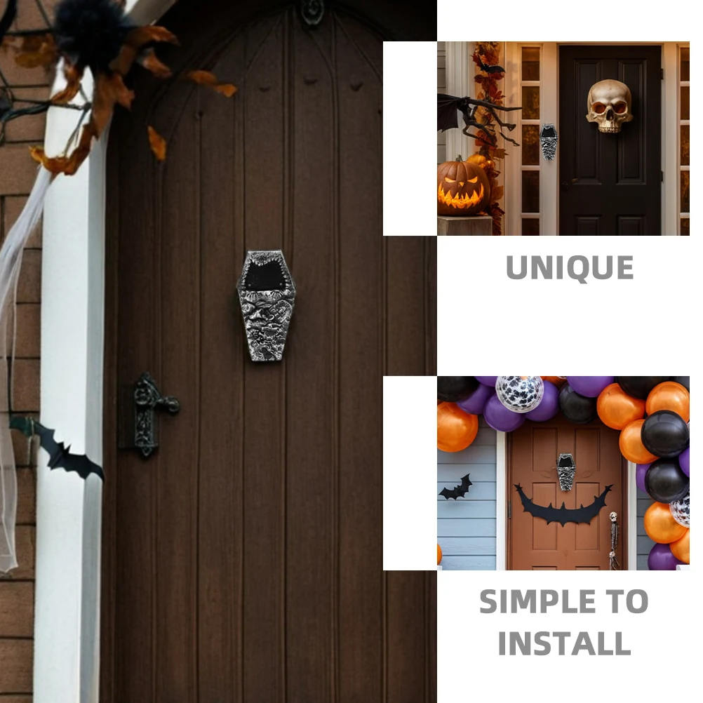 

Halloween Light Up Spooky Doorbell With Creepy Sound Haunted House Coffin Decor Party Props for Outdoor Halloween Decorations