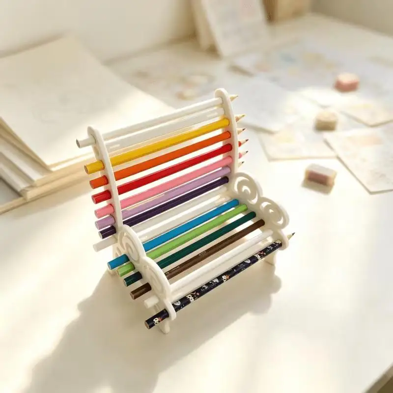Bench‑Shaped Pencil Holder, Self‑Assembly Chair‑Style Stationery Organizer, Unique Gift For Artists & Stationery Lovers