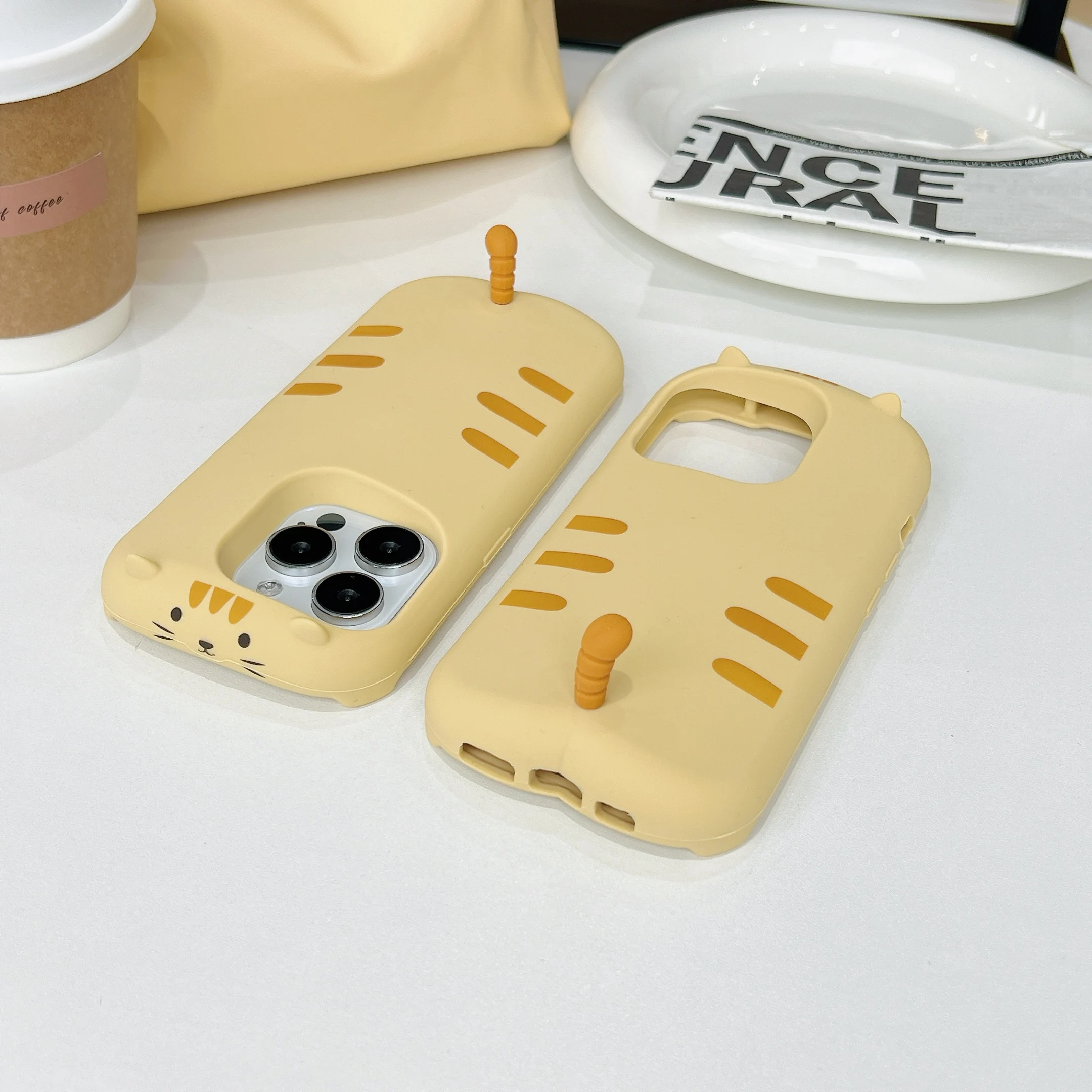 3D Cute Cartoon Kitty Cat Phone Case for iPhone 12 13 14 15 16 Pro Max Soft Silicone Shockproof Lovely Meow Funny Cover Shell