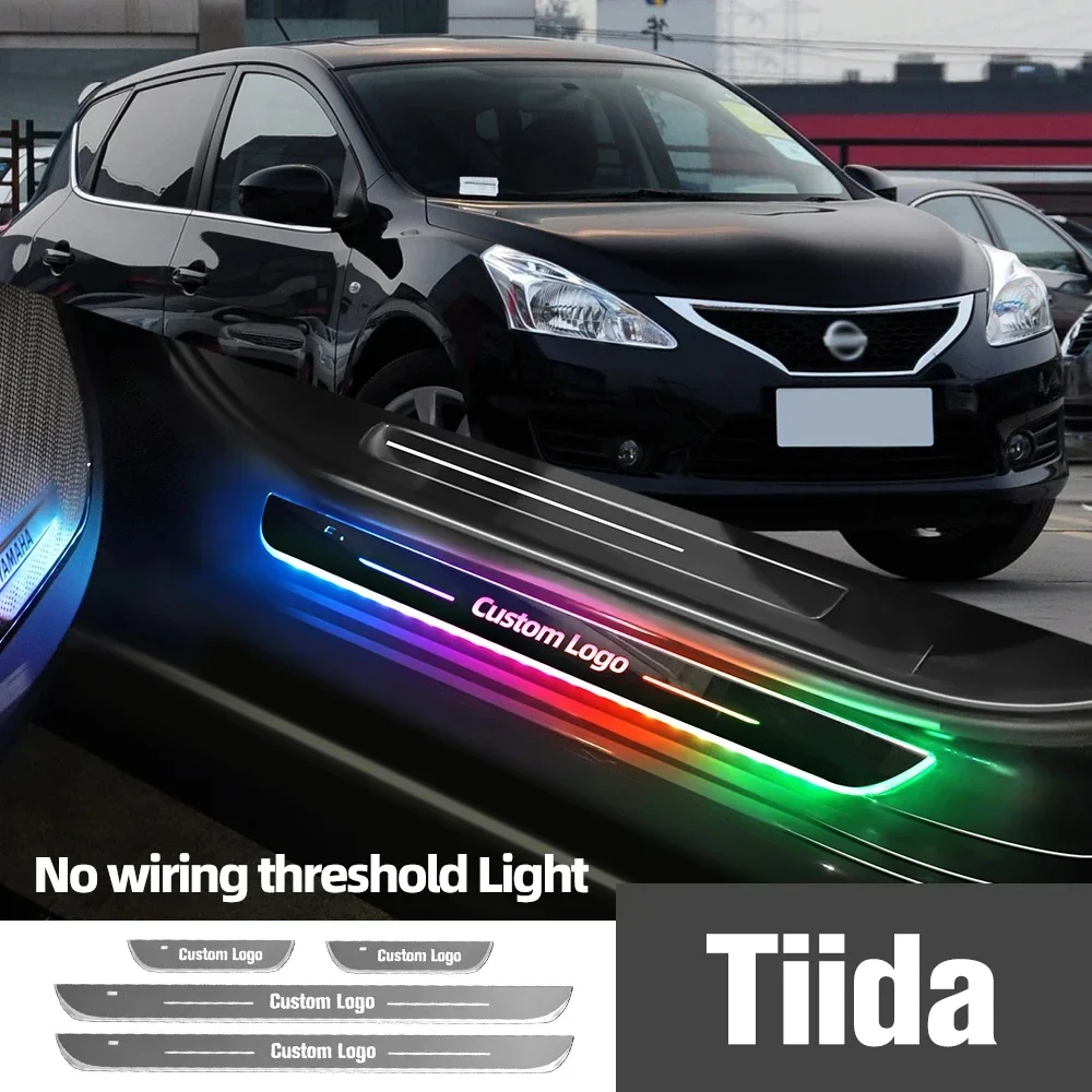 

For Nissan Tiida C11 C12 C13 2004-2018 2017 Car Door Sill Light Customized Logo LED Welcome Threshold Pedal Lamp Accessories