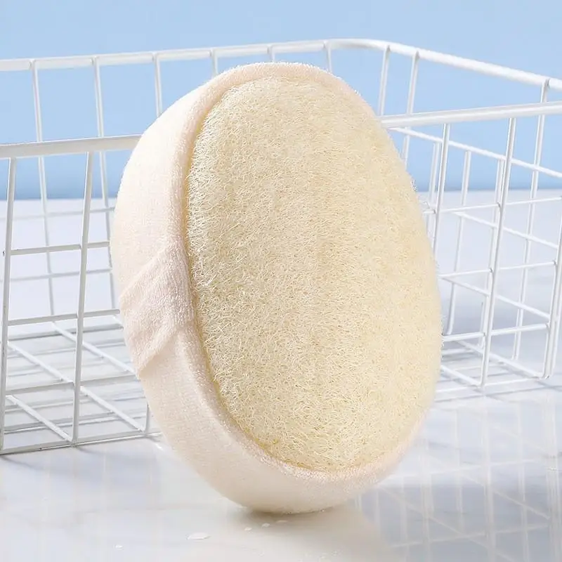 〔NN71〕Oval Natural Luffa Pad Biodegradable Plant Fiber Bath Scrubber Gentle Exfoliating Shower Clean Tool