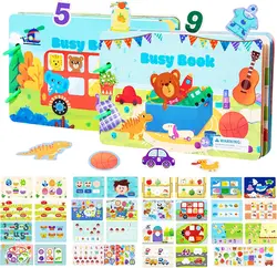 Yeahbo Busy Book for 2 3 4 Year Old Girls Boys 2 Pcs, Montessori Toys,   Educational Toys, Travel Toys Gifts for 2-5 Year Olds