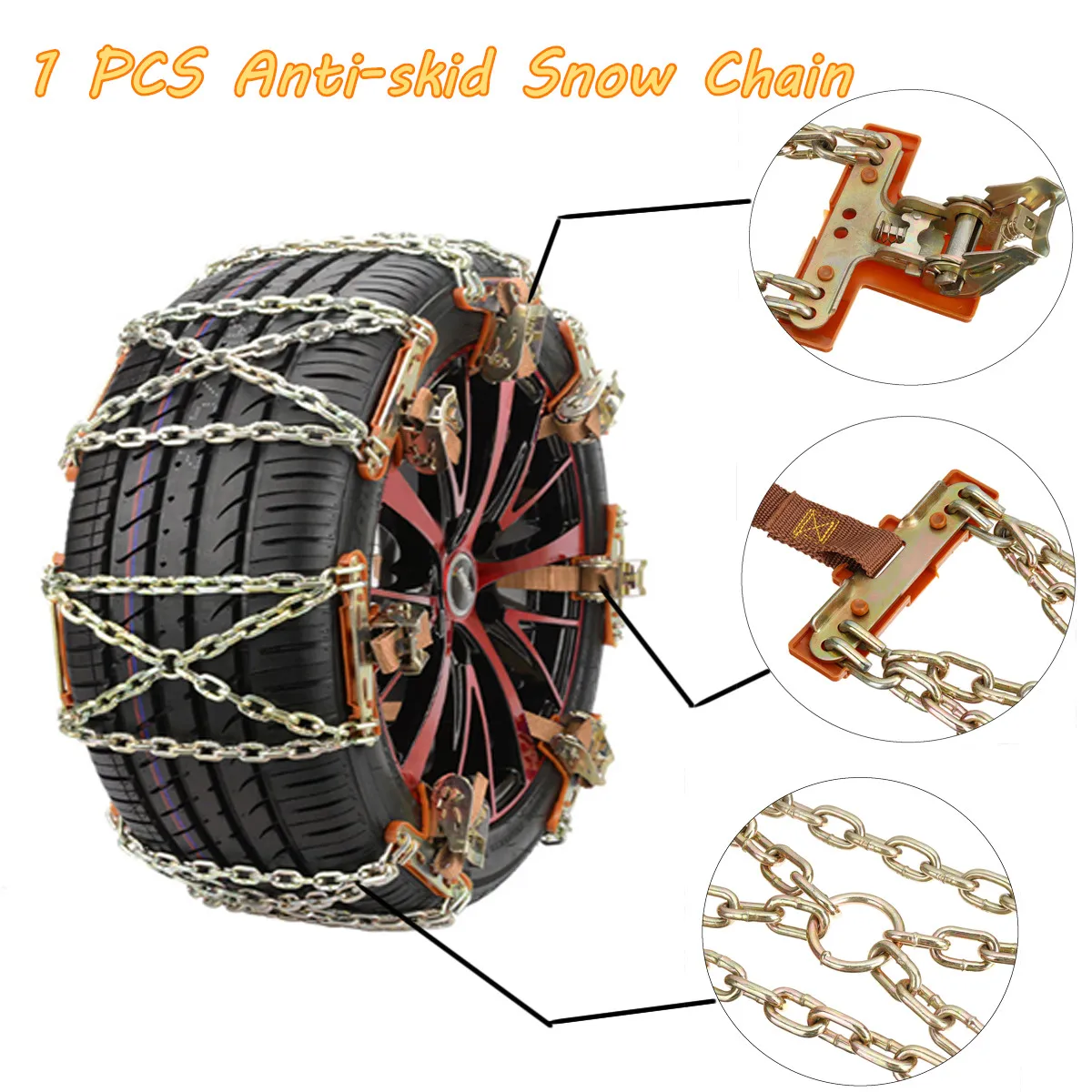 1PCS Steel Truck Car Wheels Tyre Tire Snow Ice Chains Belt Winter Anti-skid Vehicles SUV Wheel Chain Mud Road Safe Safety