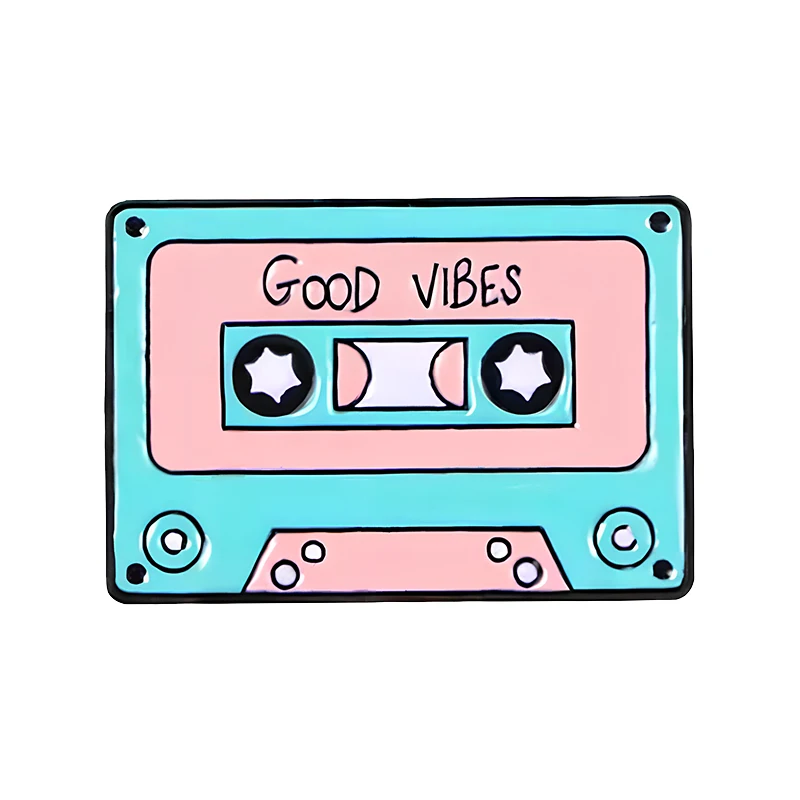 Cartoon Vintage Audio Equipment Pins 4-design Enamel Tape Record Player Camera Telephone Brooch Pin For Clothes Backpack Badge