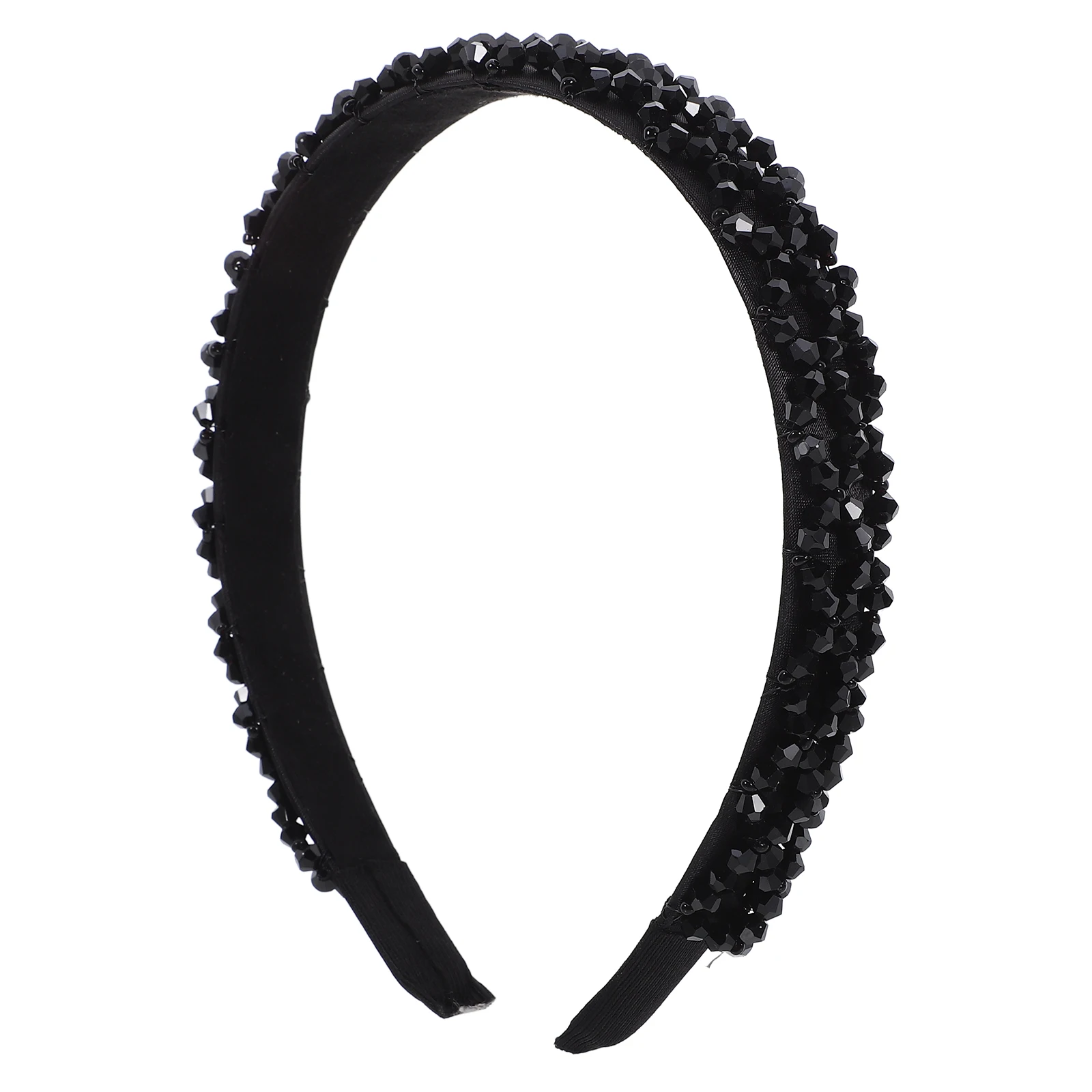 

Crystal Hair Hoop Sparkling Beaded Women Fashion Headband Knitting Hair Band For Party Engagement Daily Use Black Random