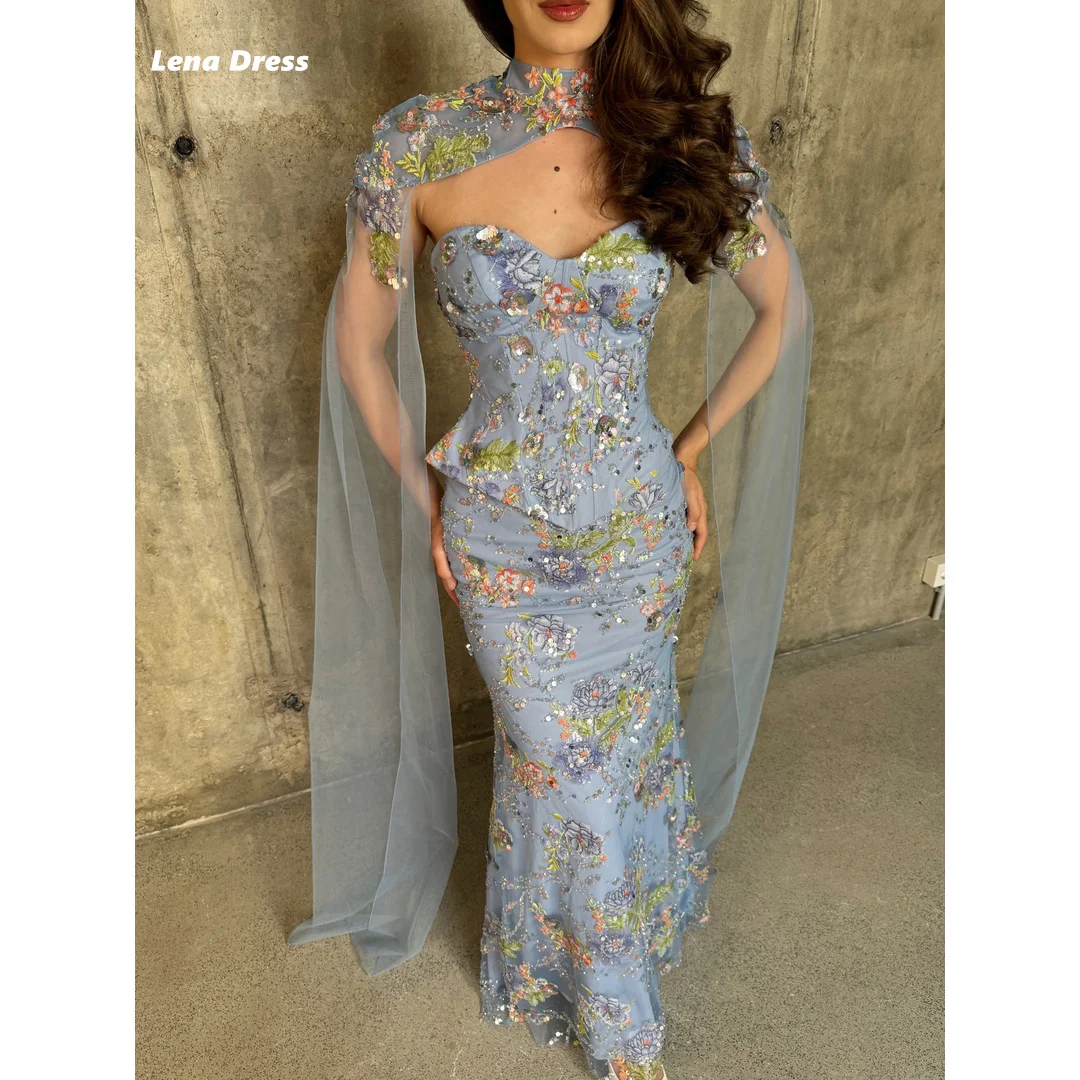 

Lena Customization Elegant Evening Dresses for Woman Luxury Women's Elegant Party Dress Shawl Floral Lace Fish Tail Ball Gowns