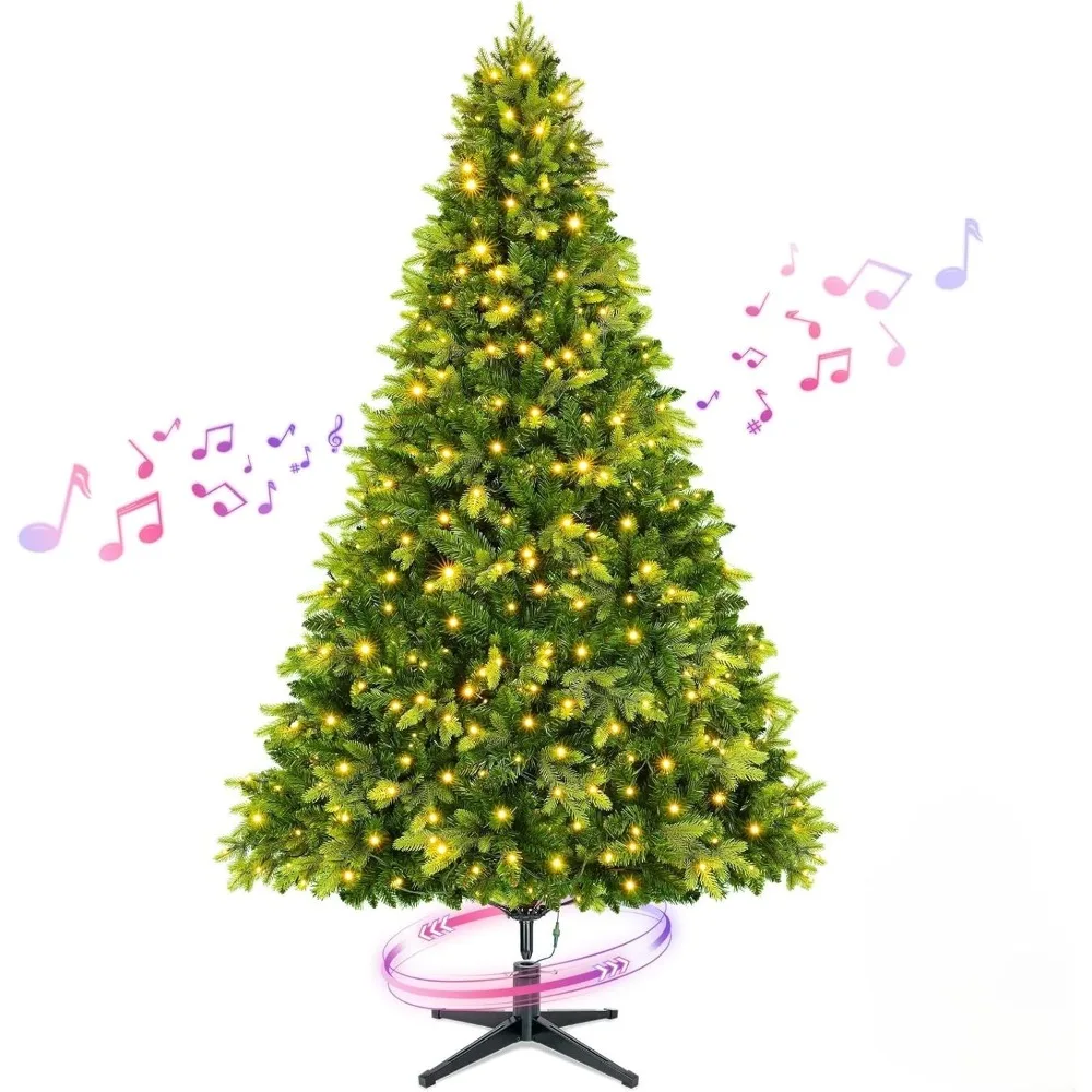 

7.5 FT Pre-Lit Artificial Christmas Tree with 360° Rotating Musical Base, 1470 Branch Tips, 470 LED Lights & 8 Color Modes