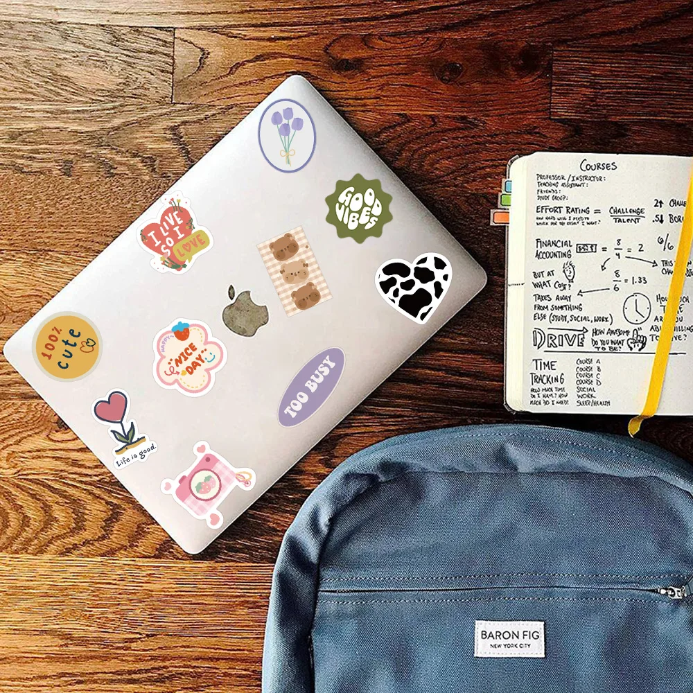 180PCS Cute Flower Bear Plaid Kawaii Sticker Aesthetic Decal Guitar Laptop Phone Car Book Scrapbook Girl Kids Toy Stickers