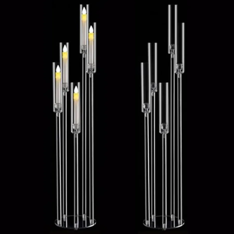 

5 Arm Floor CandelabraAcrylic Floor Candle Holder for Wedding Centerpiece Tall Clear Candle Holders for Ceremony Birthday Party