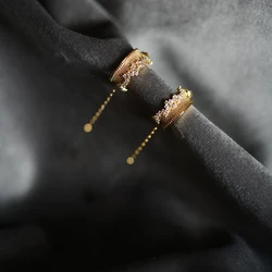 Original new silver inlaid zircon starry personality design Japanese light luxury long earrings exquisite charm ladies jewelry