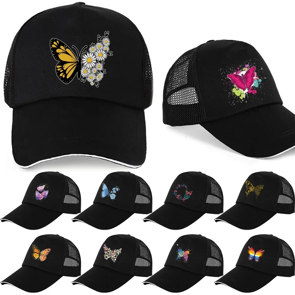 

Summer Breathable Baseball Cap Fashion Couple Hat Sports Caps Outdoor Adjustable Dad Hats Autumn Butterfly Printed Sunscreen Hat