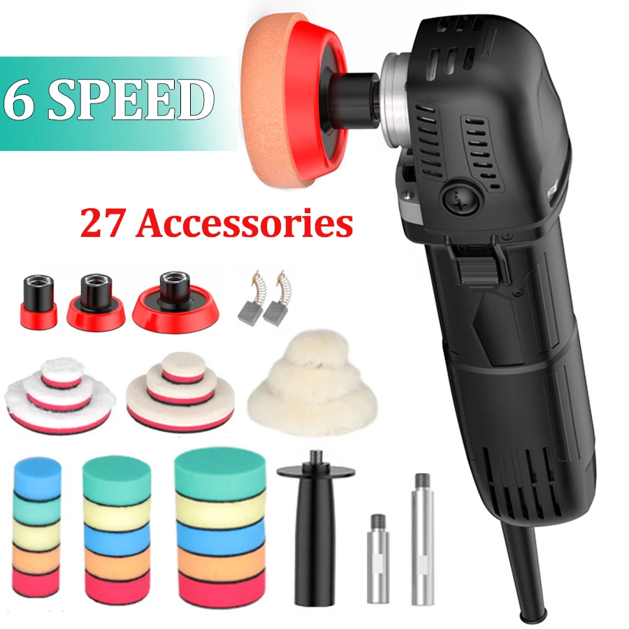 Polisseuse de voiture 6 vitesses variables, outil de ponceuse de réparation de cire électrique 75MM \ 100MM \ 140MM, polisseuse de tampon de voiture, outil électrique