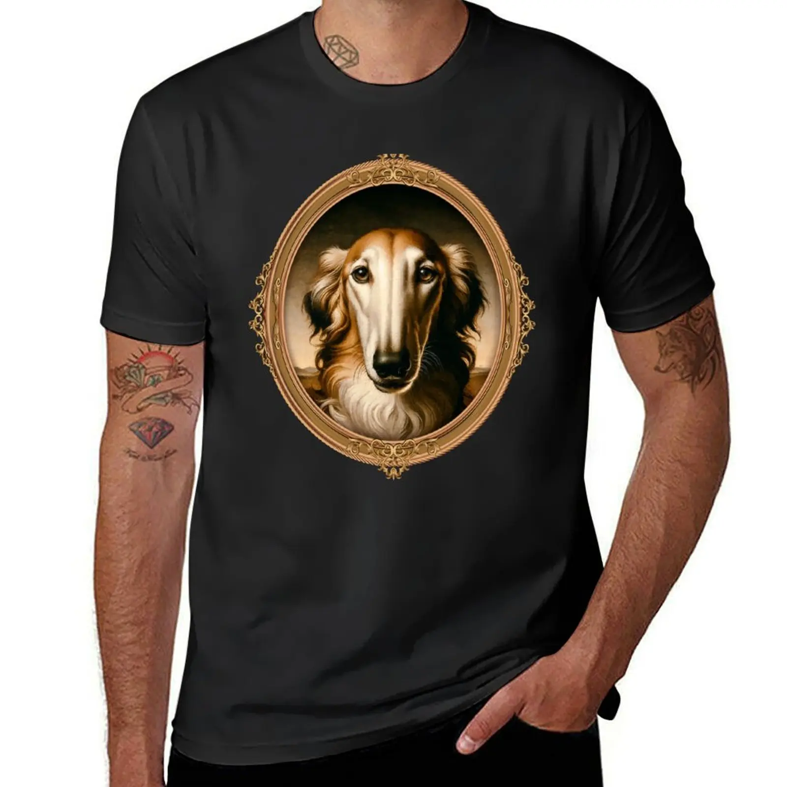 

Renaissance dog T-Shirt summer tops customizeds Men's t-shirt