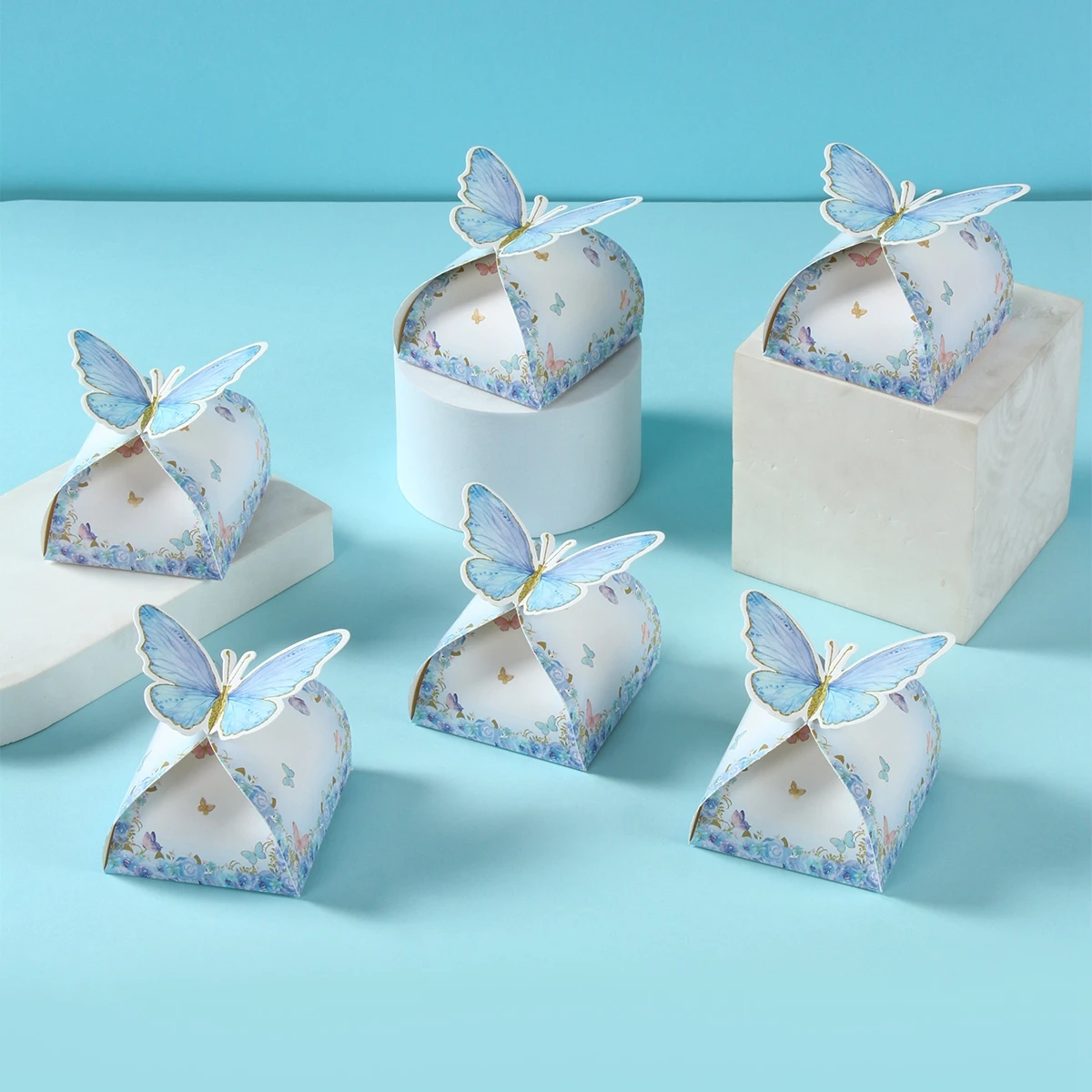 Blue Butterfly Candy Boxes Gift Packing Bags Girl Birthday Party Decoration Baby Shower Gift Box for Children Birthday Supplies