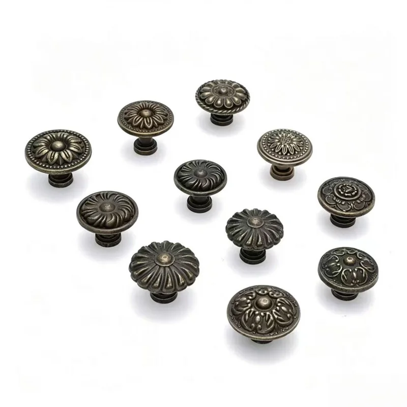 Antique brass Vintage Round Flower Furniture Cabinet Cupboard Dresser Chest Closet Drawer Door Window Handle Pull Knob