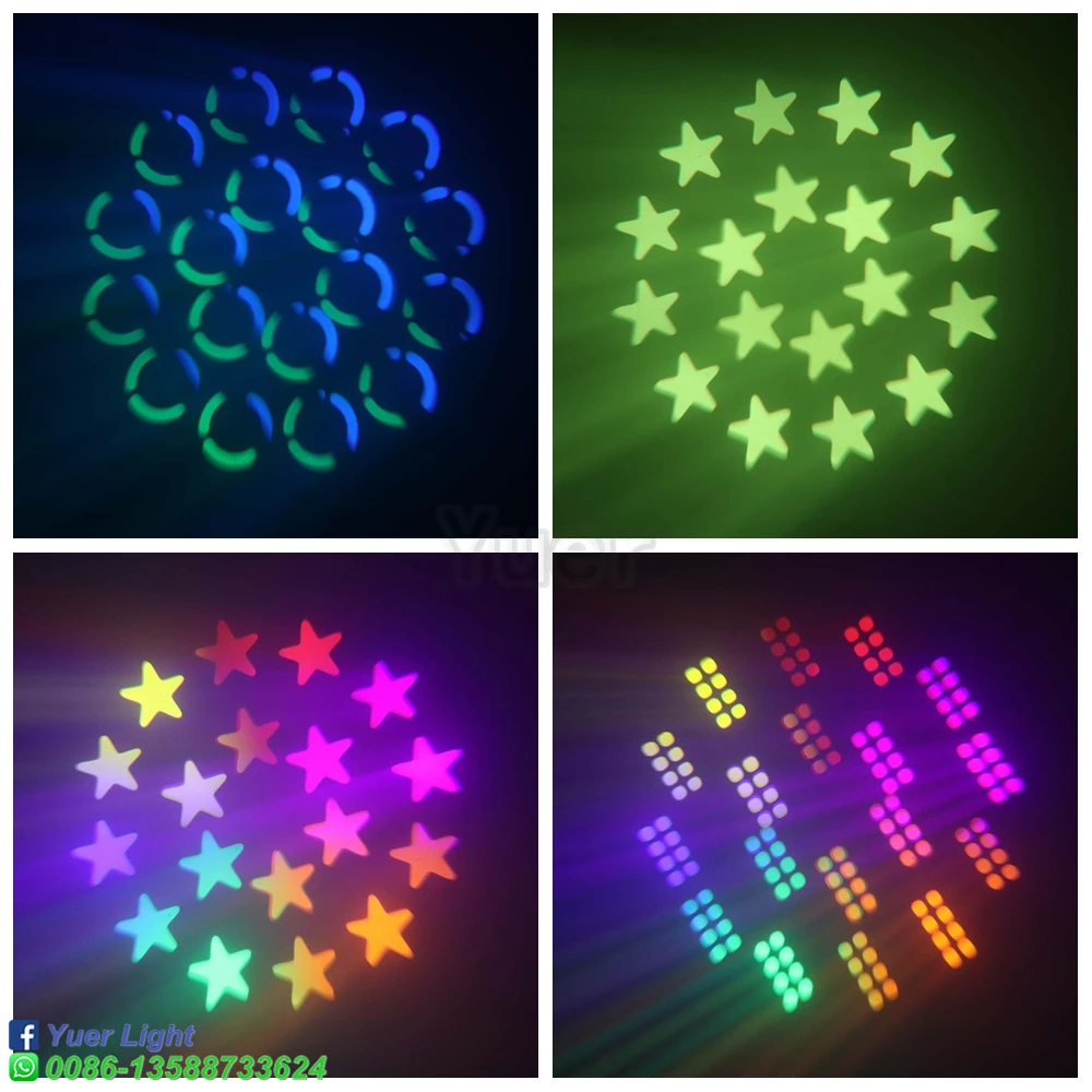 2pcs Stage Light Moving Head Light 200W 12 Gobos 8 Colors Spotlight DMX 512 with Sound Activated for Wedding DJ Party Lighting