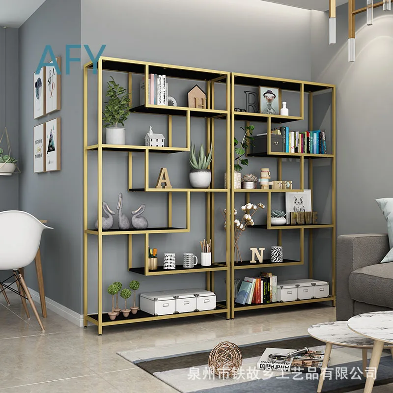 Iron Bookshelf for Modern Study Room Minimalist Floor Standing Creative Bookcase Set Living Room Shelf Decorative Storage