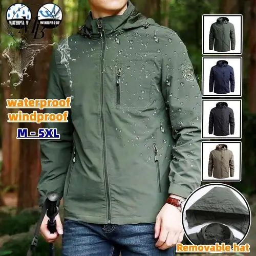 Chaqueta impermeable para hombre, rompevientos de talla grande, abrigo de lluvia, transpirable, para pesca, Camping, ropa táctica, Primavera