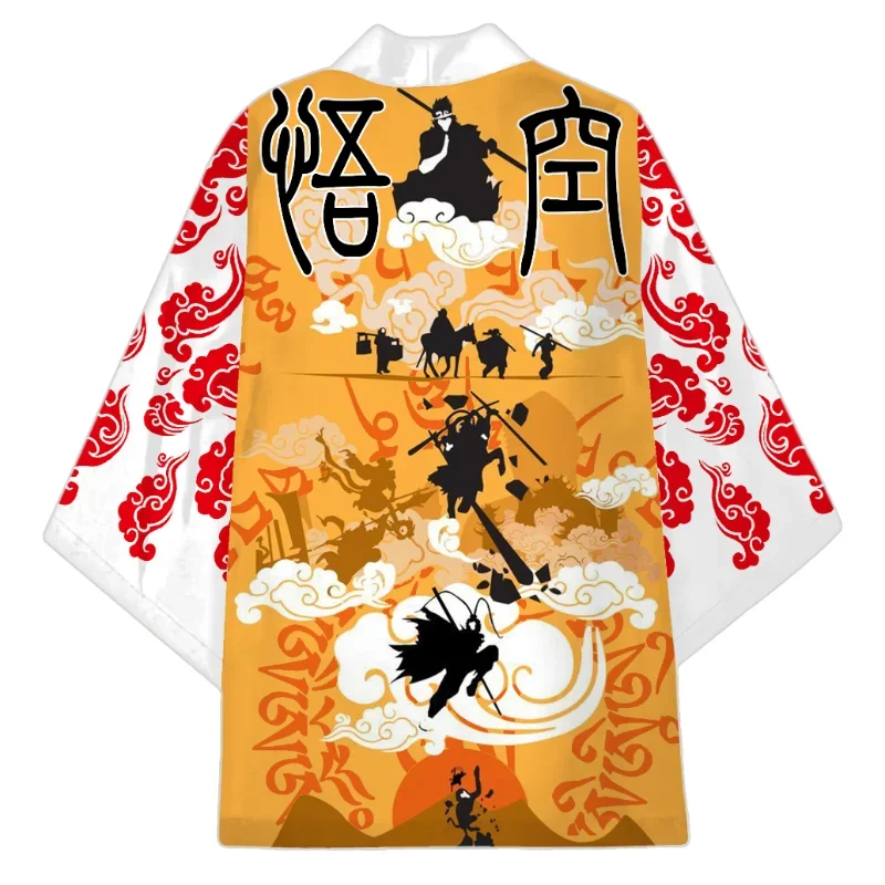 Black Myth WuKong Cosplay Kimono Men Traditional Asian Clothes Vintage Eye-Catching Graphic Print Japanese Haori Cardigan Yukata