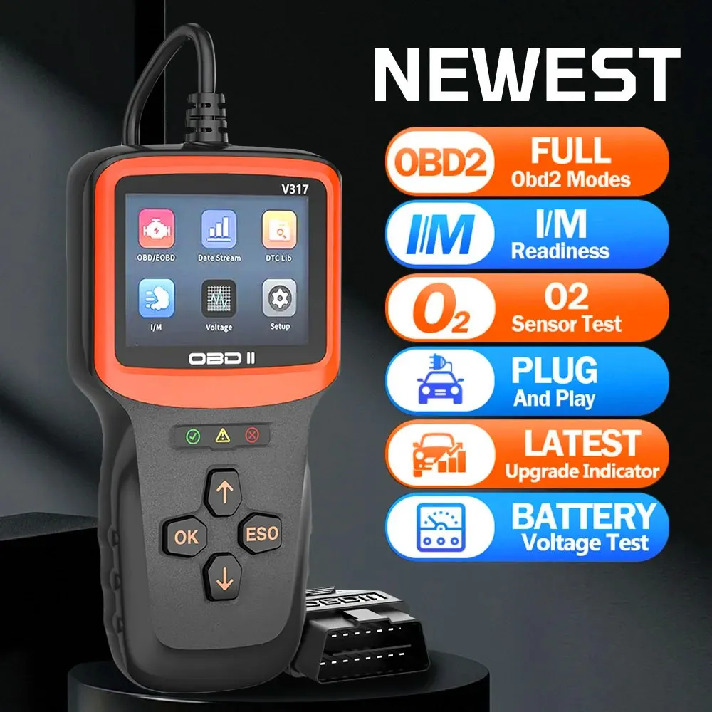 OBD2 V317 Automobile Fault Detector Oxygen Sensor Test Engine Fault Diagnosis Car Diagnostic Tool Realtime data check/clear code