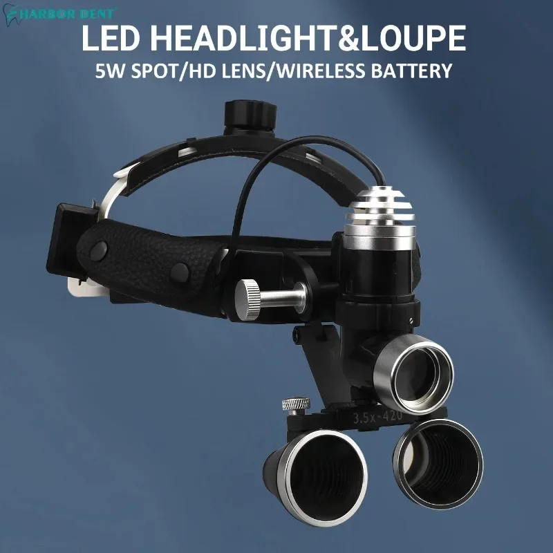 2.5X /3.5X Dental Loupes With Adjustable LED Dental Magnifying Glass For dentistry Headlight Binocular Loupe With Aluminium Box