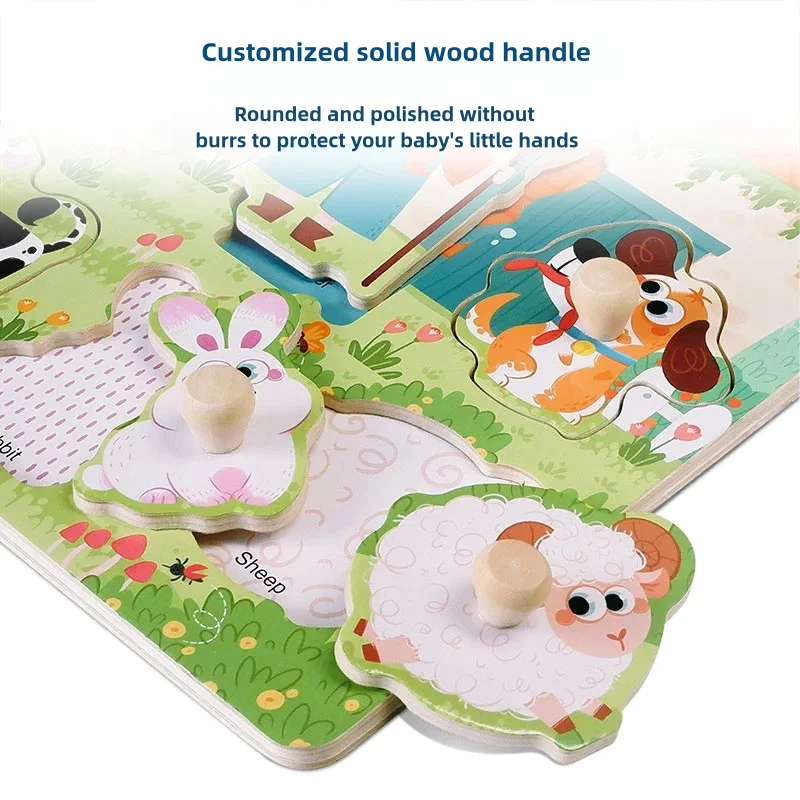 Rompecabezas 3D de clavija de madera Montessori para niños pequeños, juguetes educativos con alfabeto, juguetes de aprendizaje, gran regalo preescolar para niñas y niños