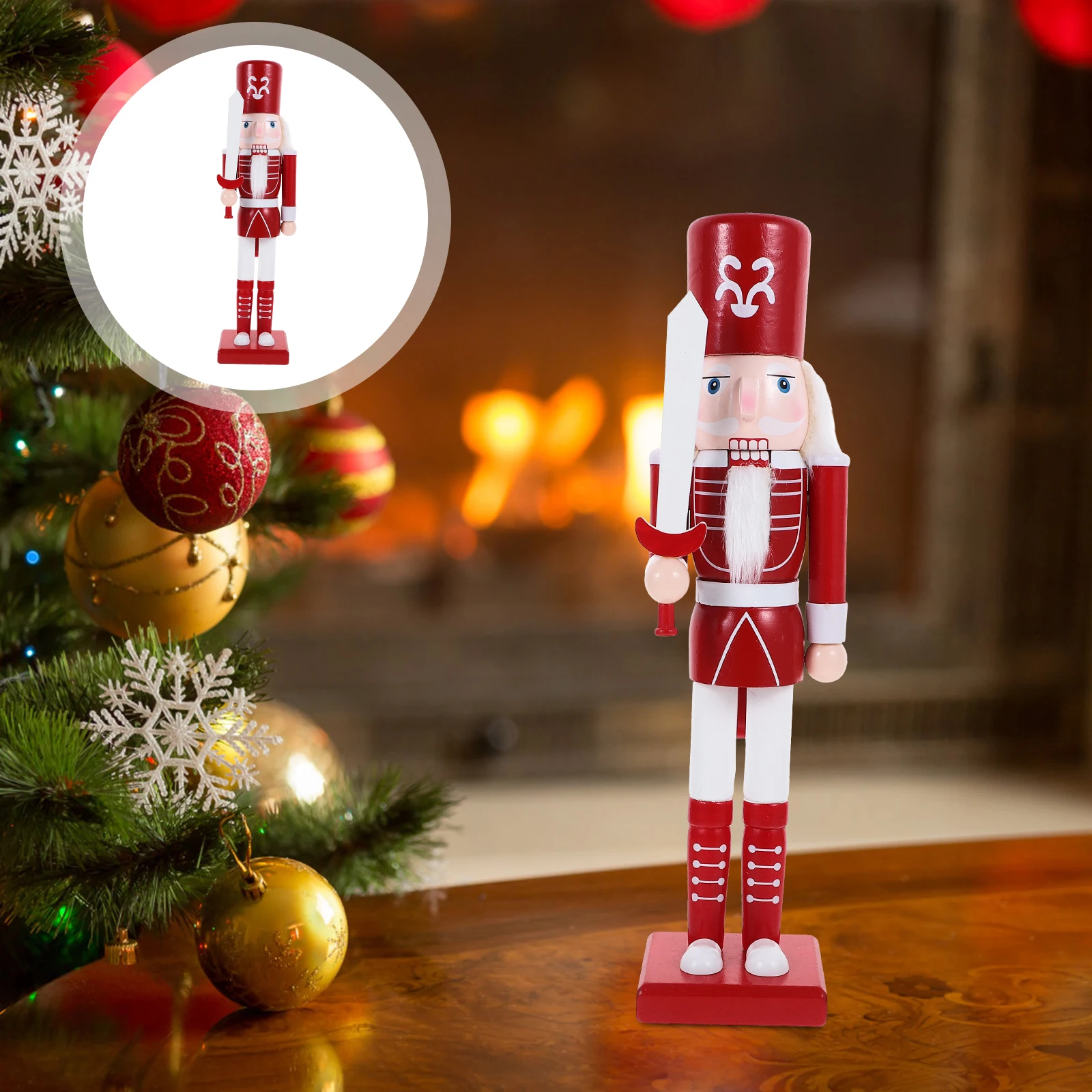 

1pc Wooden Nutcracker Soldier Figure Christmas Decor Desktop Holiday Party Decoration Small Craft Ornament Home Festival