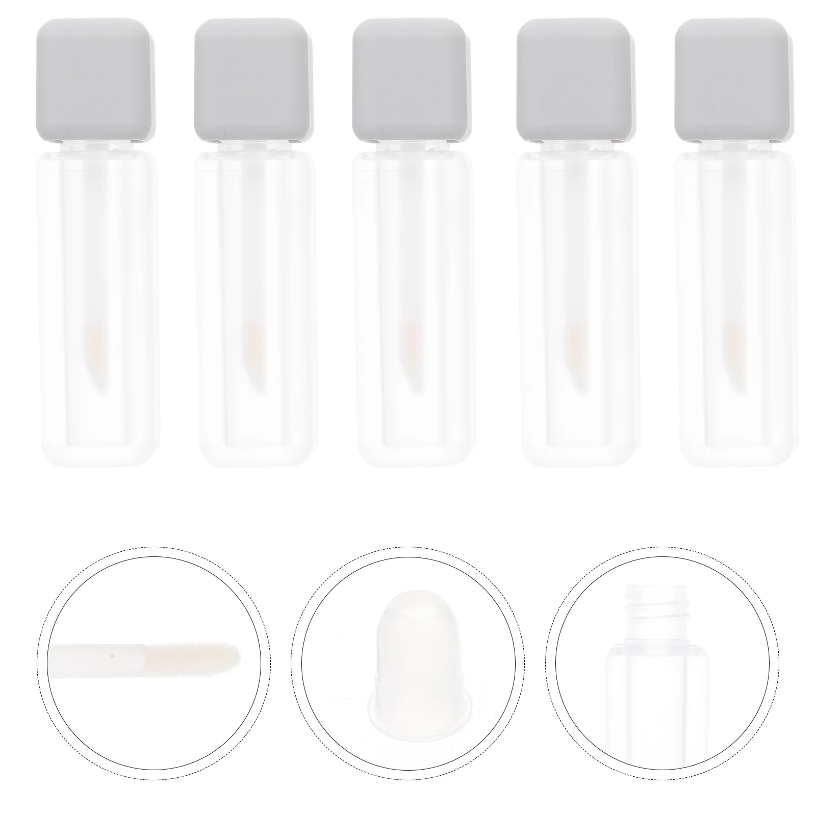 

5Pcs 6Ml Lip Gloss Sub Tubes Clear Empty Containers Leak Proof Caps Compact Design for Travel Lip Color Storage Bottles