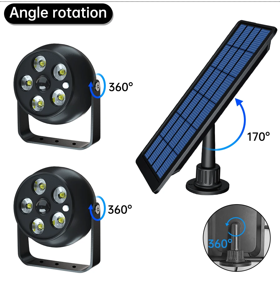 Dual Head Solar Spotlights Outdoor Indoor LED Light Waterproof Solar Powered Wall Light for Garden Landscape Lighting