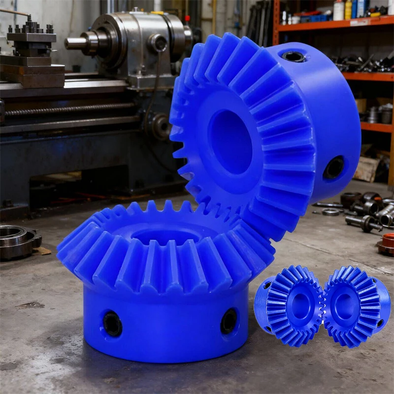 1:1 Blue Nylon Bevel Gear 1M 1.5M 2M 5-30T 4/5/6/8/10/12mm Bore 90° Keyway Straight Tooth for Machinery
