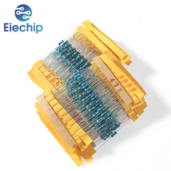 Juego de resistencias de película metálica, conjunto surtido de resistencias de 1/4W, 1 Ohm ~ 10M, 39K, 47K, 56K, 68K, 50 valores, 500 piezas