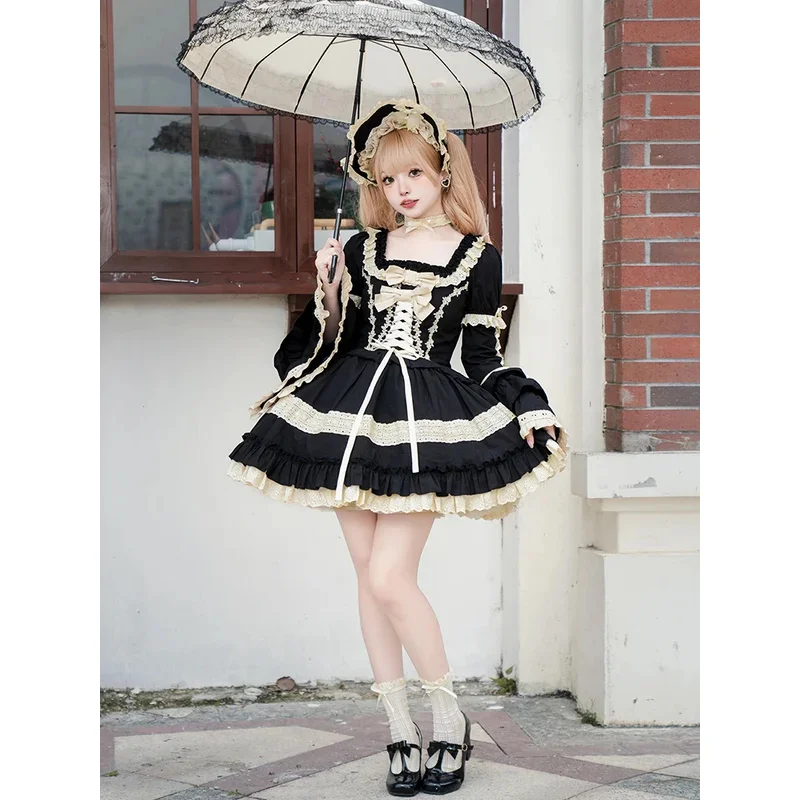 Japanse Zoete Lolita Op Jurk Vrouwen Elegante Gothic Prinses Feestjurken Met Korte Mouwen Victorian Girly Harajuku Kawaii Party