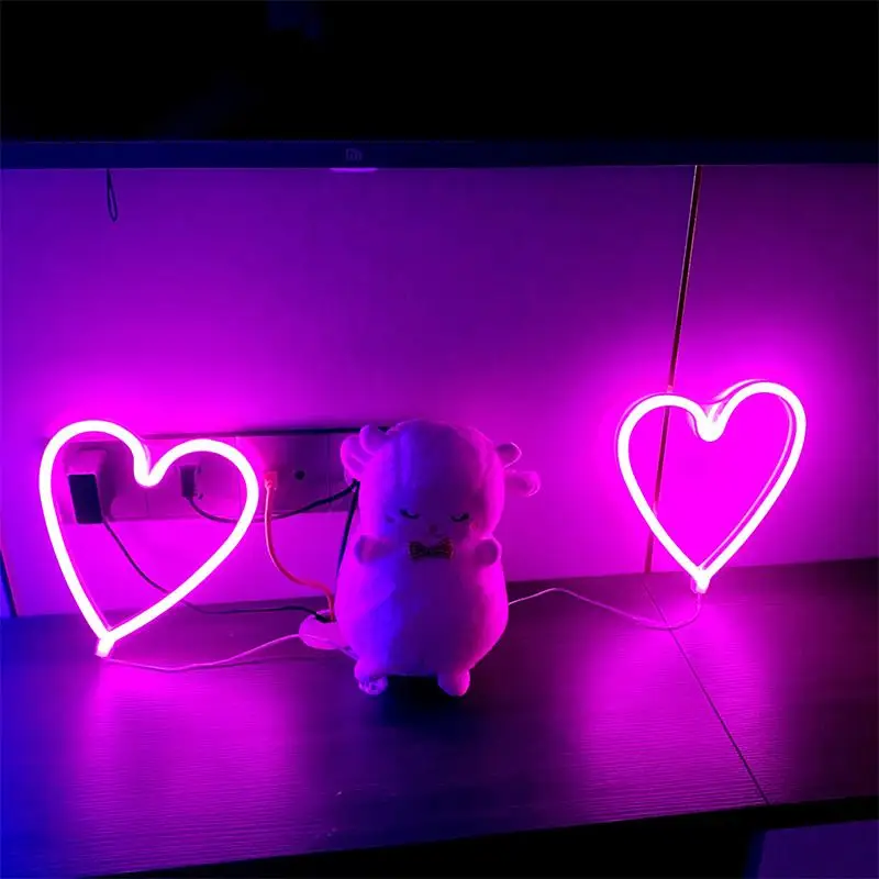 5V LED Love Heart Neon Light Romantic Valentine\'s Day Decoration Lamp For Wedding Party Proposal Anniversary Gift LED Modeling