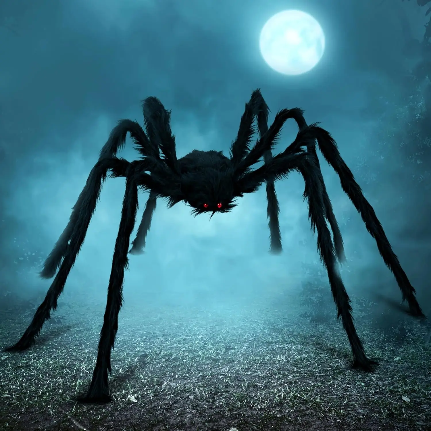 JOYFY 5 Ft Large Spider Halloween Outdoor Decorations Giant Spiderr for Yard Lawn Garden Patio Scary Halloween Outside Decor