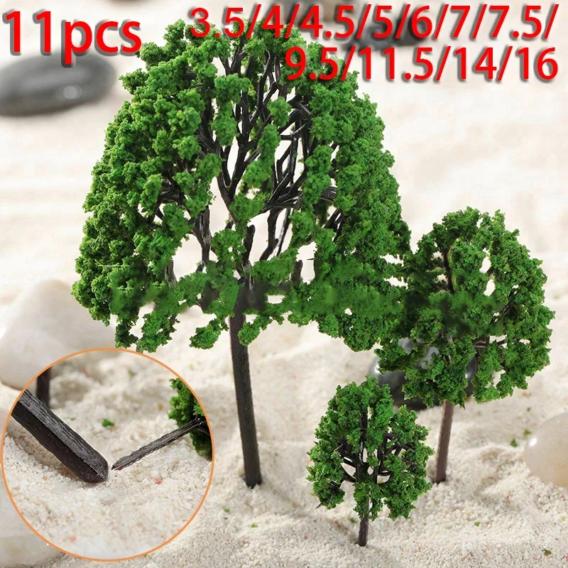 Artificial Model Trees Layout Scale Miniature Railroad Railway Replacement Spare Parts 11pcs Street Accessories