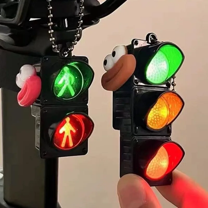 1/2Pcs Simulation Electronic Traffic Light Keychain Pendant Mini Pedestrian Light LED Light-emitting Toy Kids Cognitive Toy Gift