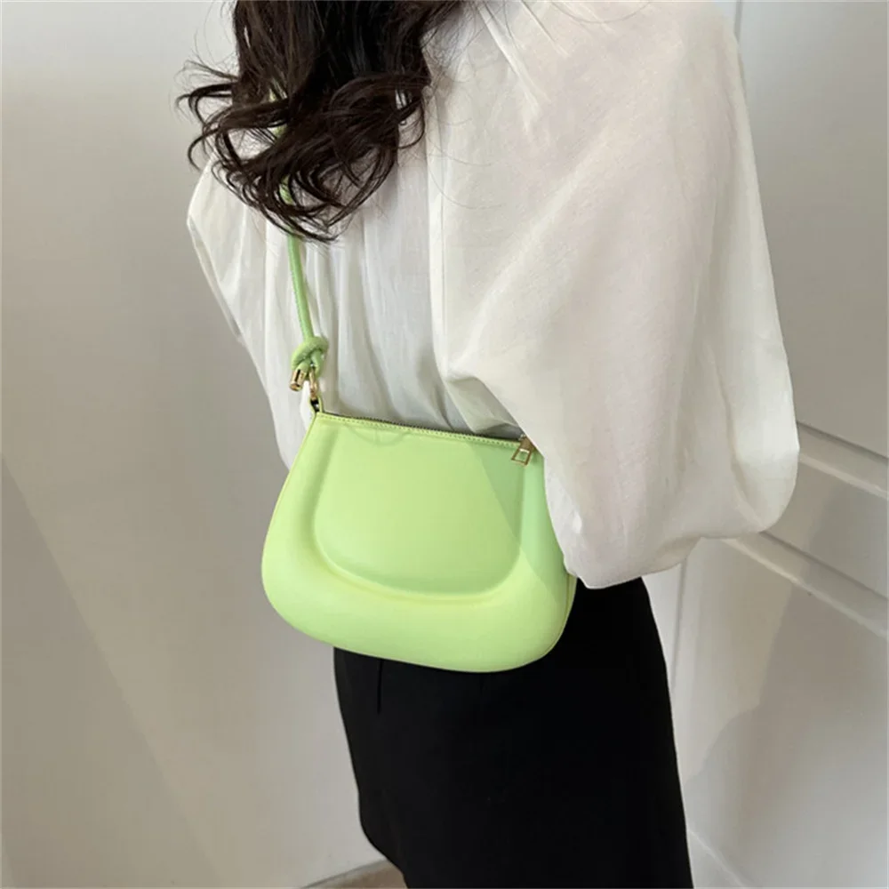 

Soft PU Ladies Leather Crossbody Bag Women Purple Underarm Bag Retro Solid Color Handbag Fashion Design Girl Small Shoulder Bag
