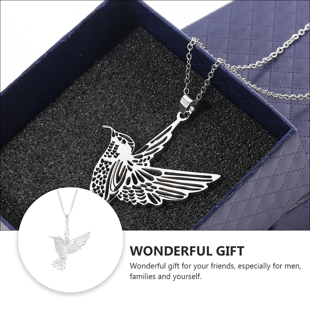 1 pçs colar de pássaro de aço inoxidável oco-para fora criativo hip-pop pingente masculino colar elegante pescoço decoração presente
