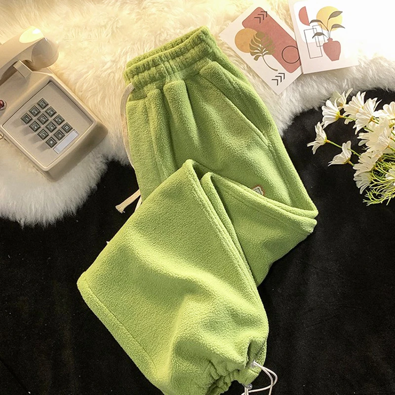 2023 Loose Lamb Wool Velvet leggings Autumn Winter Women Casual Sports Pants Thick Fleece Warm Sweatpants Baggy Joggers Trousers