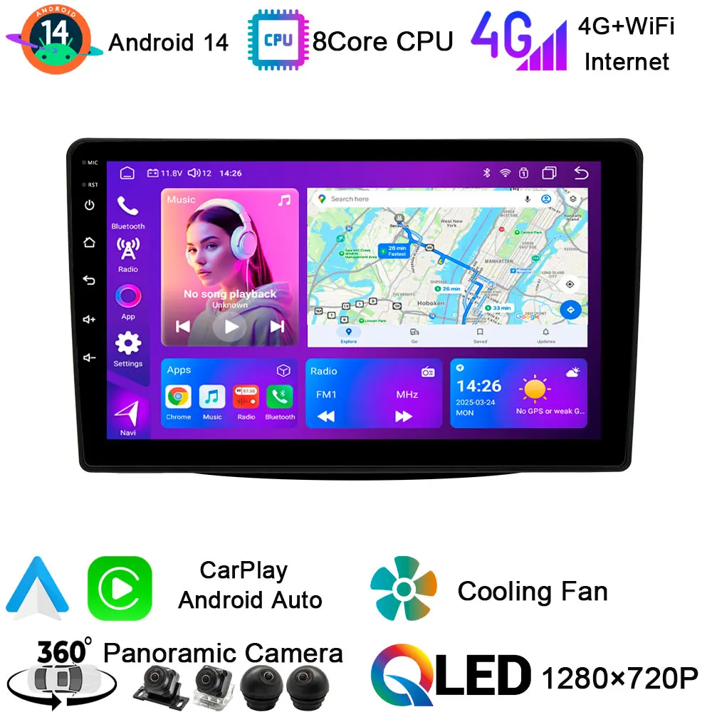 Android14 Автомобильный мультимедийный плеер DSP CarPlay 4G LTE WiFi GPS-навигация DAB Nav Radio Video BT5.0 SIM AHD 1080P для Fiat 500L 330