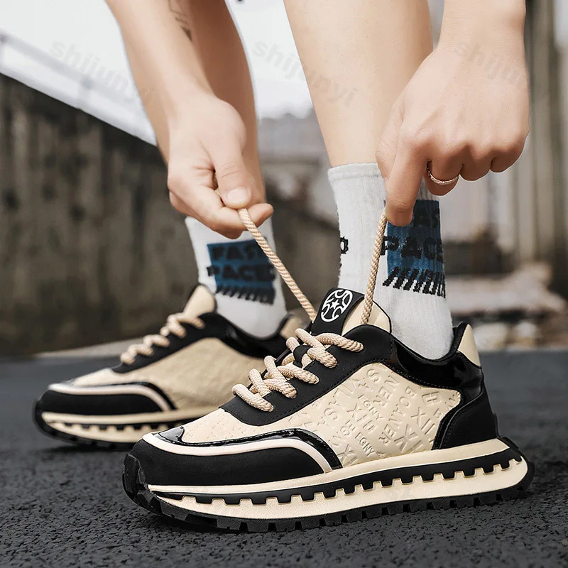 

2025 Breathable Men's Shoes Spring Fashion Trend Casual Sports Shoes Thick Soled Height Increasing Comfortable Running Sneakers
