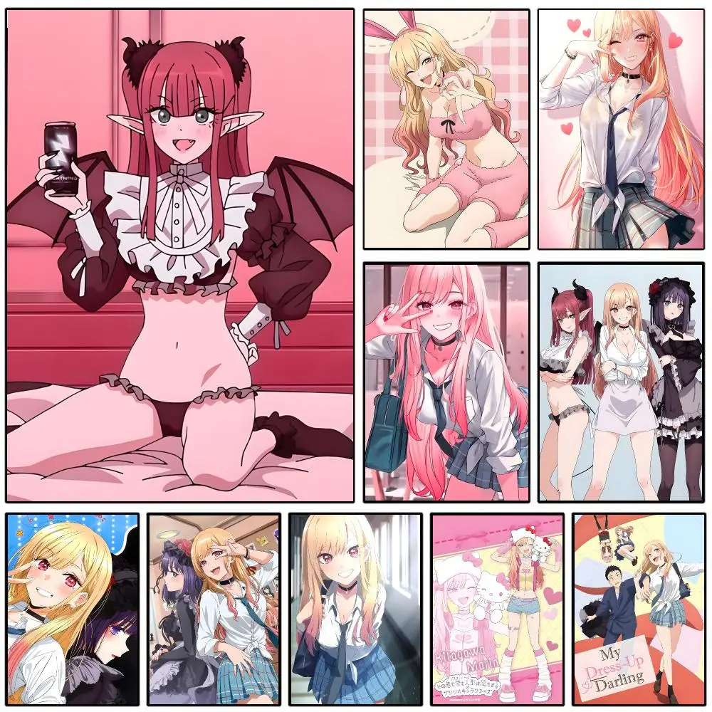 Marin Kitagawa Anime Poster Self-adhesive Art Waterproof Paper Sticker Coffee House Wall Decor