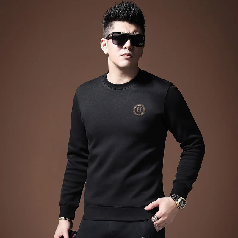 

Trendy round Ne Long Sve Hoodie Men's Base Layer irt Spring Autumn Seasonal Comfortable Fit Antibacterial Cotton Polye...