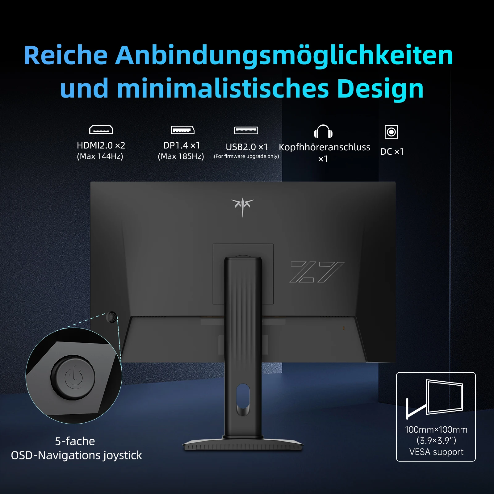 شاشة ألعاب KTC 27 Zoll، 2K@180 هرتز / 144 هرتز 1440 بكسل مع لوحة Fast-IPS، 1 مللي ثانية GtG، HDR 400، مزامنة تكييف، 450 cd/m2H27T7 #4