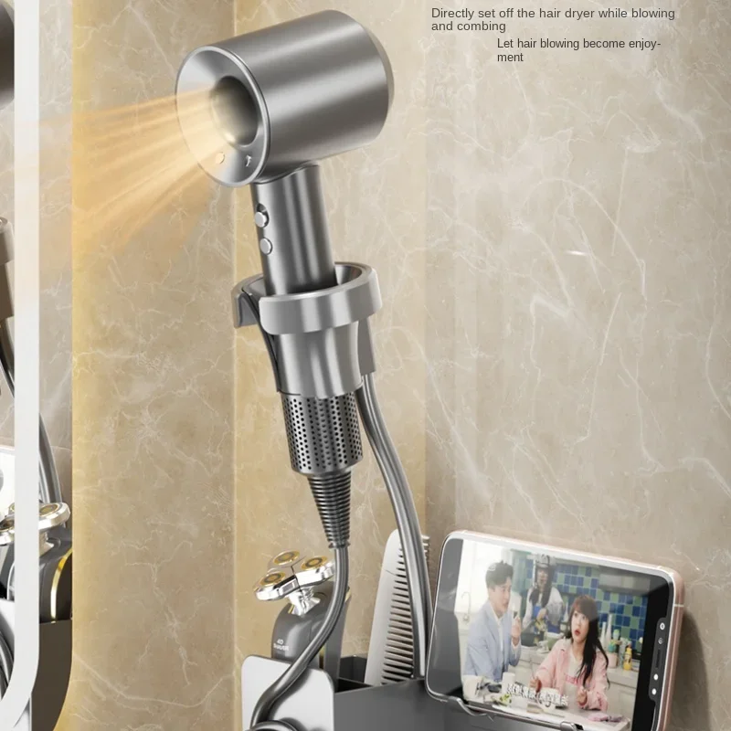 

Gun Gray bathroom lazy hair dryer bracket