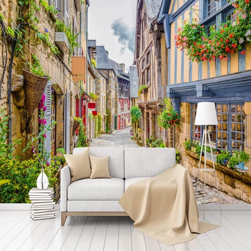 Customized Wallpaper 3D City Street Landscape Mural Restaurant Cafe Living room TV background bedroom restaurant wall fabric 8d