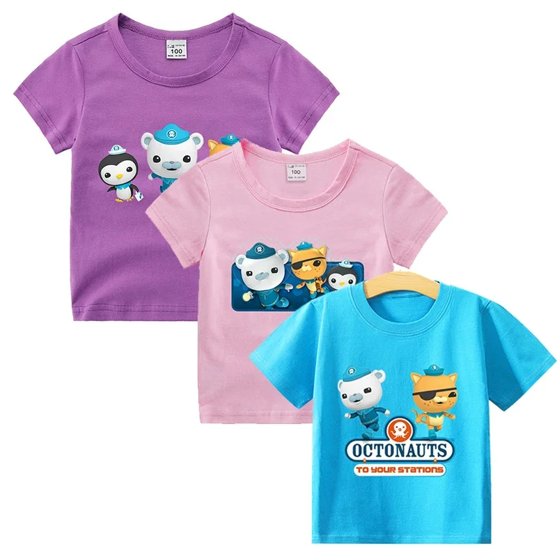 The Octonauts T Shirt Birthday Girls Boys Children Shirts Clothes Kawaii Graphic Tees 100% Cotton Tops Anime Birthday Gifts