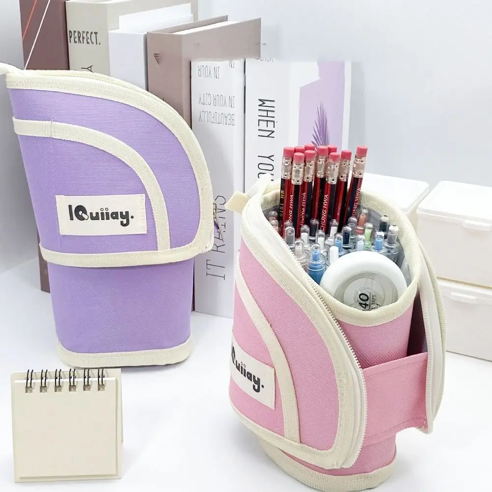 

Vertical Plush Stationery Bag Jewelry Storage Soft Large Pen Bag Candy Color Portable Pencil Case Office Supplies