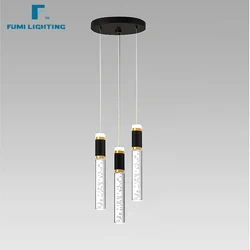 Fumi  Modern LED Pendant Light, Elegant Black And Gold  Hanging Ceiling Fixture, Mini Bedroom Bedside Table Small Chandelier