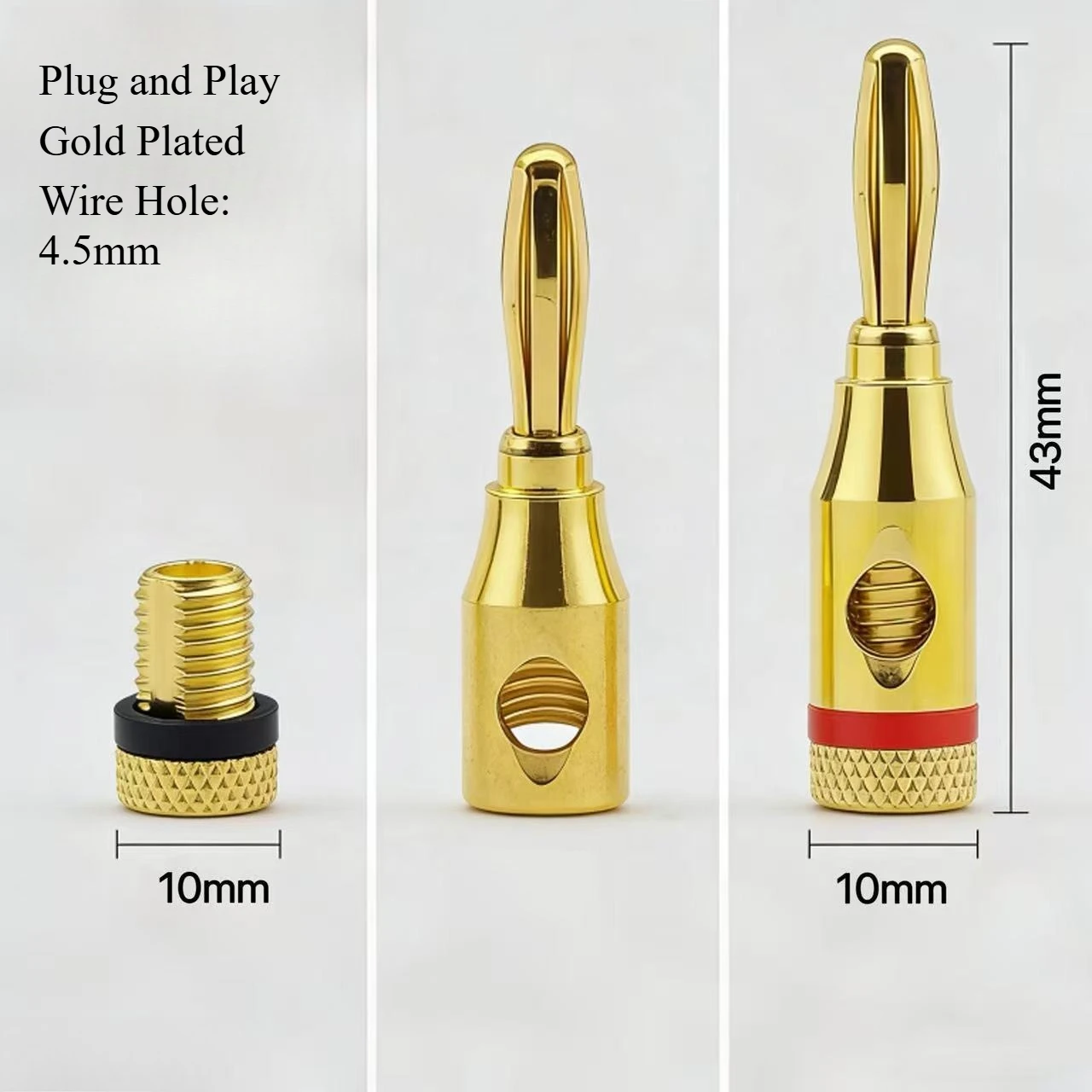 Gold-Plated Musical Cable Wire 4mm Banana Plug Audio Speaker Connector Plated Pin DIY Speaker Cable Wire Connection